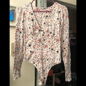 Free People Star Print Bodysuit M